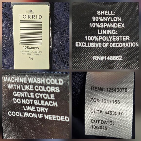 Torrid NEW Navy Lace Midi Dress- Size: 14 (Women’s) - Picture 9 of 9